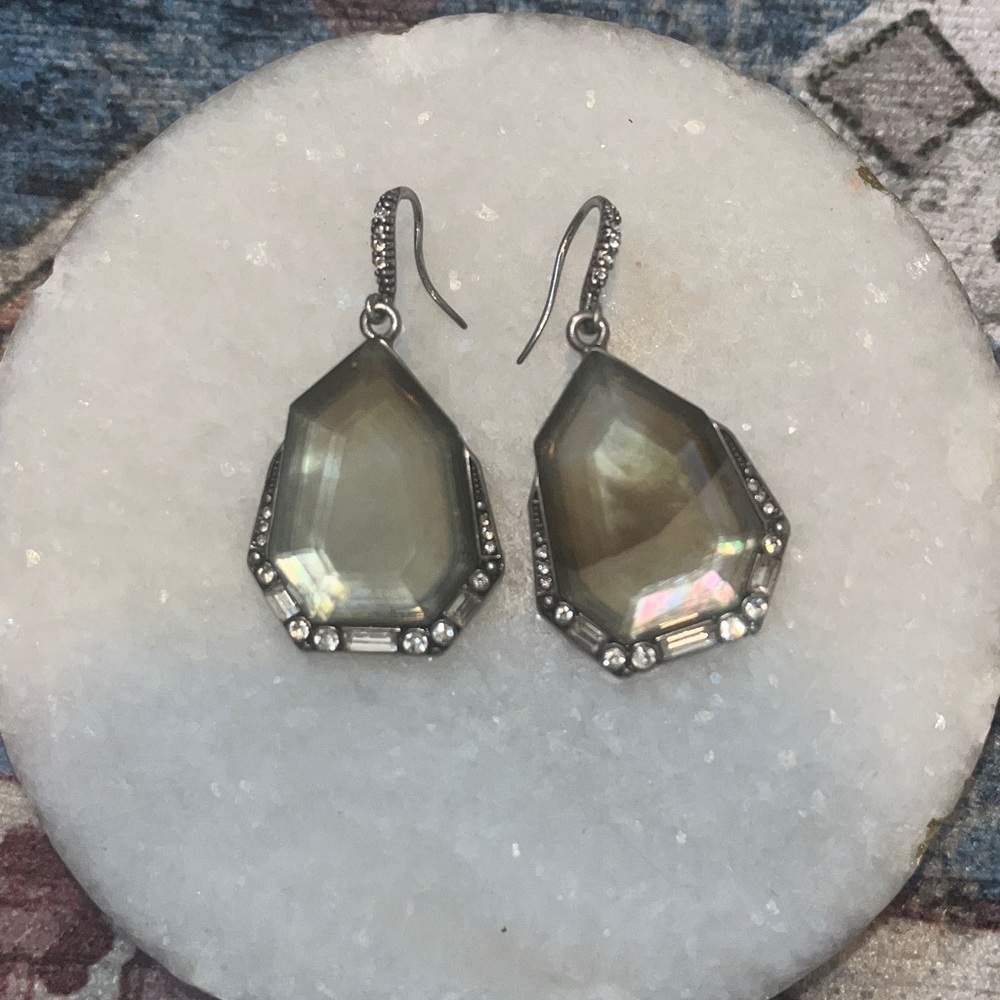 Elegant Silver and Gray Crystal Drop Earrings